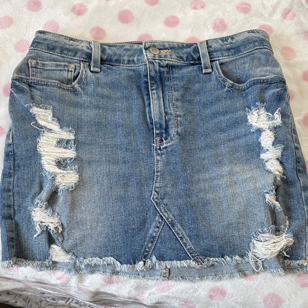 Hollister Blue Distressed Mini Skirt